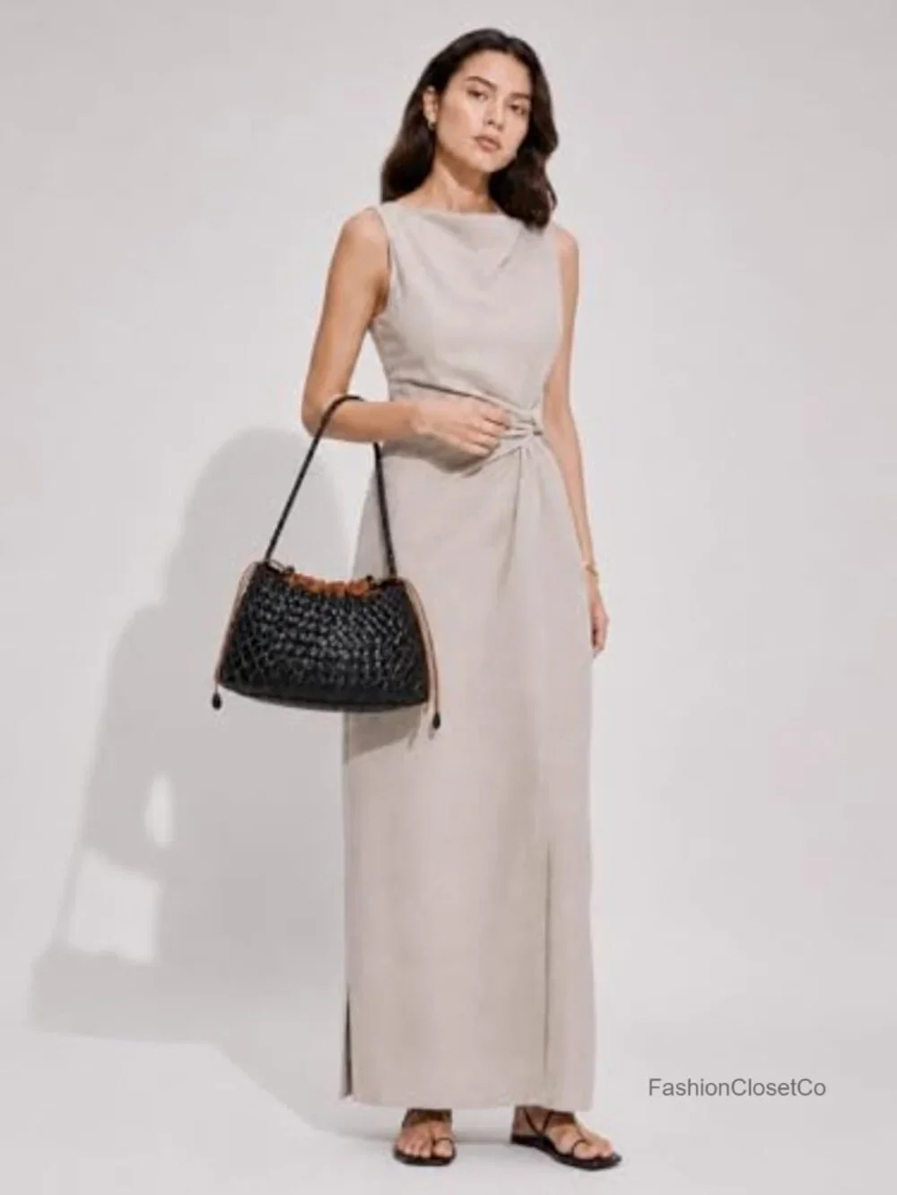 Vegan Leather Woven Hobo Handbag with Drawstring Inner Pouch, Shoulder Bag